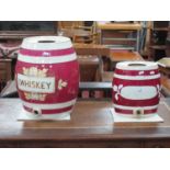 XIX Century Pottery Whiskey Barrel, 40cm, together with one other smaller barrel (label rubbed),