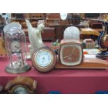 Anniversary Clock Under Glass Dome, 29cm high. Manthe mantel clock, barometer for Ross and