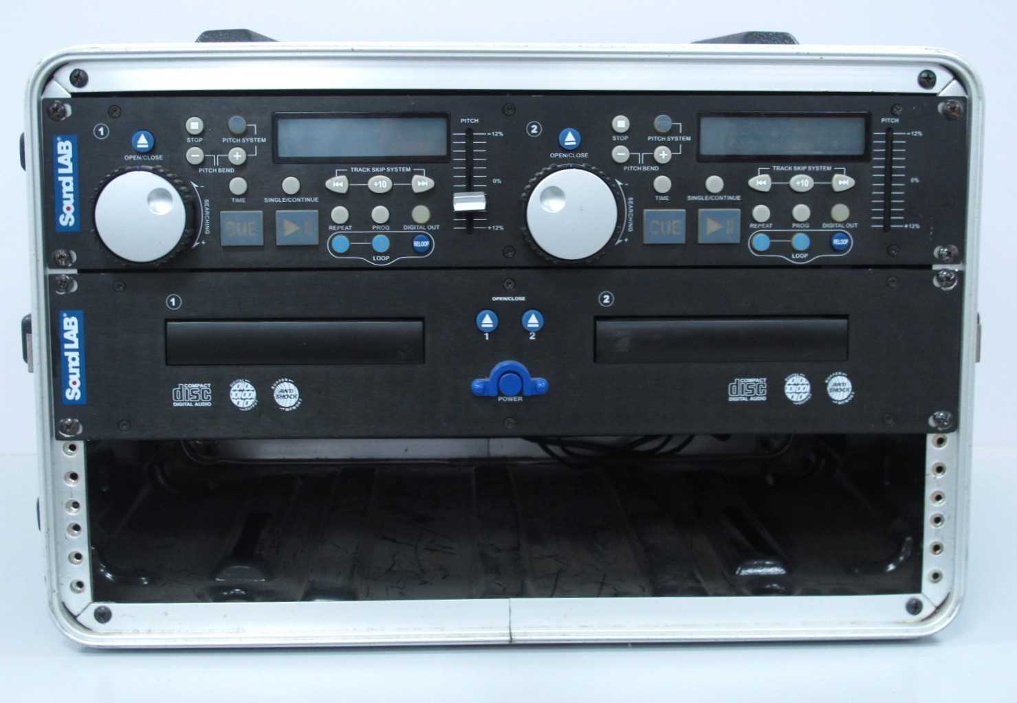 Two Mixer Units, sound lab cd deck, in a flight case (untested sold for parts only). - Image 2 of 3