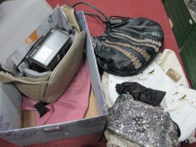 Fuji Film XQI Camera in carry case, Mary Frances, Radley and one other ladies handbags.
