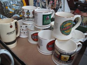 Wade Pottery Mugs, for Vaux/Wards (x 10), another by Seton, Eastgate Jameson water jug (12):- One