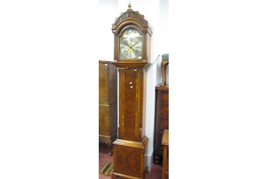 James Stewart Armagh Three Weight Walnut Cased Longcase Clock, hood with arched top and door, reeded - Image 1 of 3