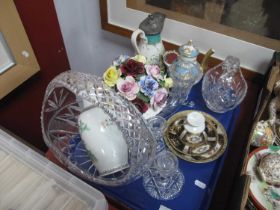 XIX Century Pottery Jug, posy, glass baskets, etc:- One Tray.
