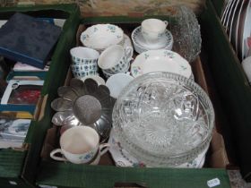 Moulded Glass Bowls, Empire ware, part tea service, plated shell dish, etc:- One Box