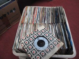 One Box Containing Over 200 7" Vinyl Singles, Rock and Pop music from the 1960's, 1970's and 1980'