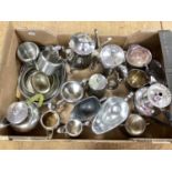 Assorted Plated Ware, including hotel tea ware, sauce boat, etc :- One Box