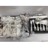 Assorted Kings Pattern Plated Cutlery, including boxed set of fish forks, punch ladle, crumb
