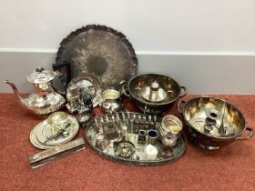 A Mixed Lot of Assorted Plated Ware, including Arthur Price coffee pot, pair of twin handled soup