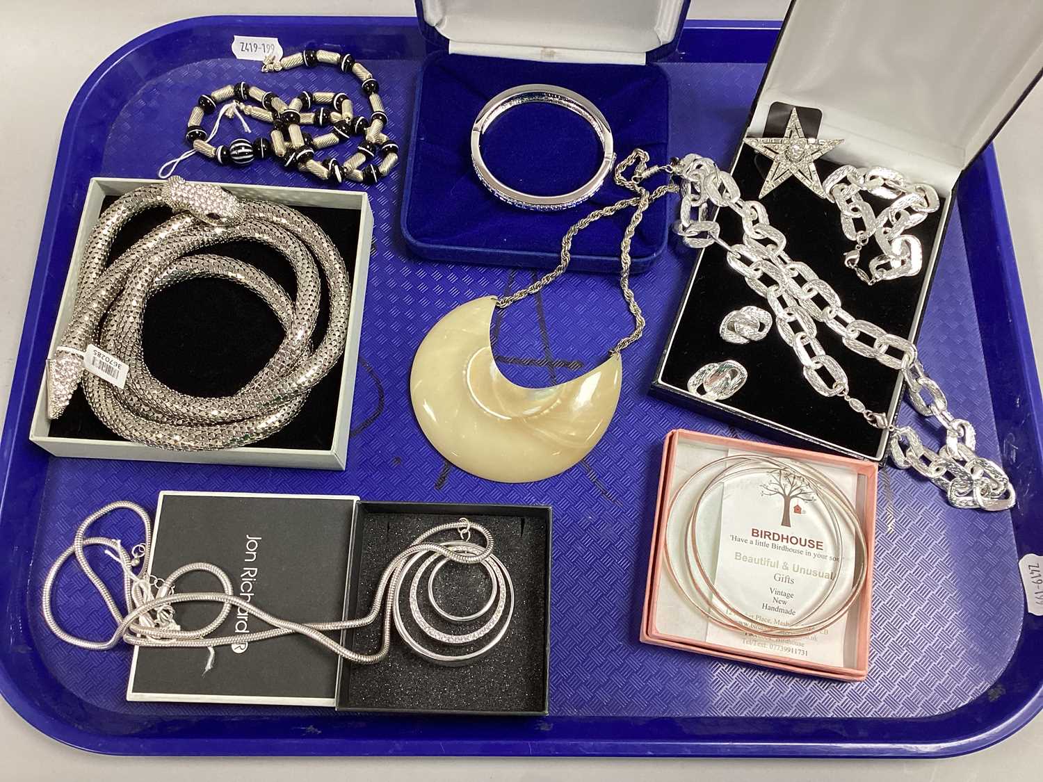 A Selection of Modern Costume Jewellery, including a long snake style necklace, with inset head