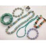 A Selection of Polished Hardstone Jewellery, including a pastel coloured bead necklace, to