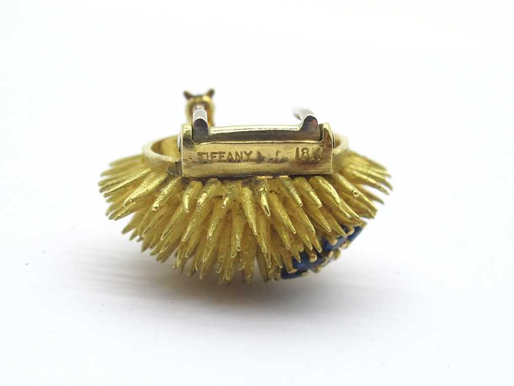 Tiffany & Co; A Novelty Vintage Sea Urchin Brooch, with claw set sapphire and diamond flowerhead - Image 3 of 7