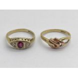 A 9ct Gold Antique Style Ring, of stone set boat design, (finger size M), together with another