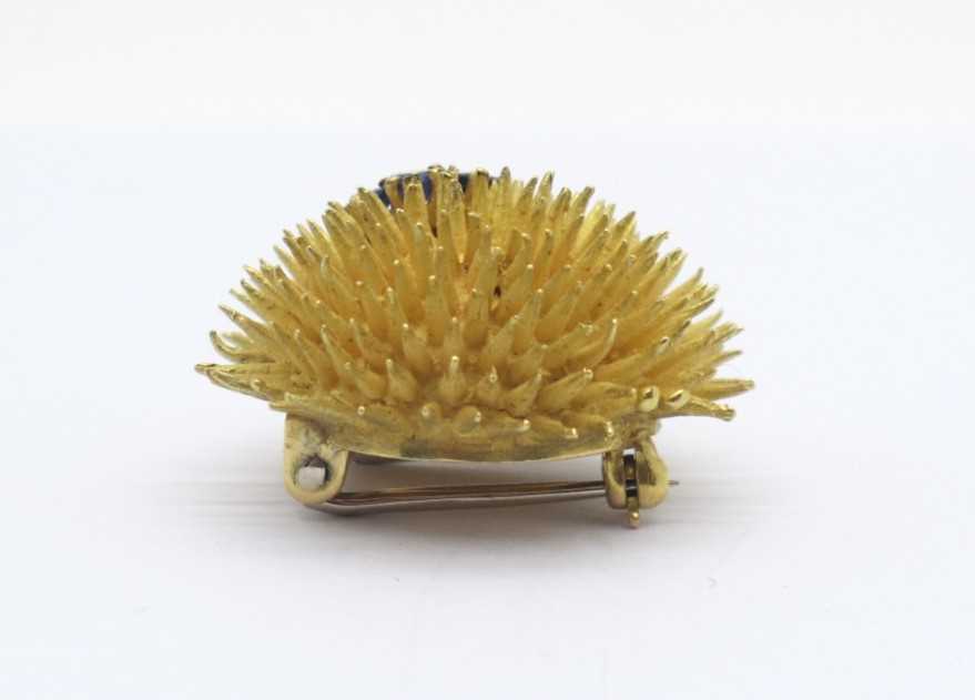 Tiffany & Co; A Novelty Vintage Sea Urchin Brooch, with claw set sapphire and diamond flowerhead - Image 4 of 7