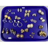 A Collection of Ornate Earrings, including large drops, diamanté, imitation pearl, etc :- One Tray