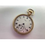 Waltham USA; A Gold Plated Cased Openface Pocket Watch, the signed dial with black Roman numerals