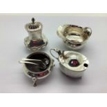 A Chester Hallmarked Silver Lidded Mustard, together with a small hallmarked silver jug; a Victorian