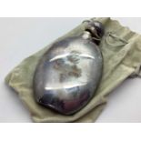 A Modern Hallmarked Silver Hip Flask, WW, Sheffield 1988, of plain oval form, inscribed "To Val From