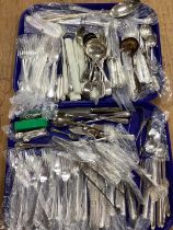 A Mixed Lot of Assorted Plated Cutlery, including part sets, assorted sugar and other tongs, sauce