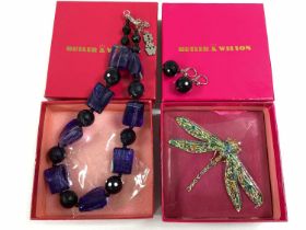 Butler & Wilson; A Large Inset Dragonfly Brooch, boxed, together with a Butler & Wilson chunky glass