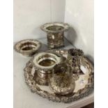 A Large Decorative Plated Bottle Holder, of pierced design with lion mask swag detail and wide