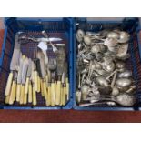 A Mixed Lot of Assorted Plated Cutlery, including a hallmarked silver Fiddle Pattern fork, plated