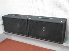 Pair of Black PA Speakers, no manufacturer marks, measures 28" x 16".