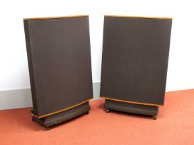 Pair of Quad ESL 63 Speakers with original packaging, stands and instruction manual. 36” high, 26”