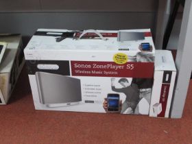 Sonos Zoneplayer S5 and Zonebridge 100, boxed with instructions, (untested).