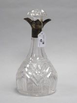 A Hallmarked Silver Mounted Cut Glass Decanter, Walker & Hall, Sheffield 1932, approximately 26cm