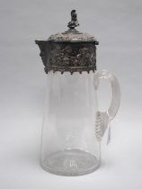 Elkington & Co; A Victorian Plated on Copper Mounted Glass Water Jug, detailed in relief with