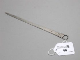 A Georgian Hallmarked Silver Meat Skewer, WJ/T(?) (unidentified Jackson's 1762-63 p.209), London