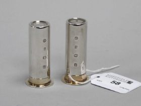 A Pair of Modern Novelty Hallmarked Silver Salt and Pepper Pots, LJM, Birmingham, each as a gun