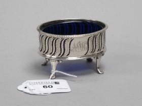 A Georgian Hallmarked Silver Salt, Richard Morton, Sheffield 1782, of oval form, leaf pierced design