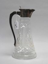 A Hallmarked Silver Mounted Cut Glass Claret Jug, Walker & Hall, Sheffield 1925, overall height