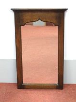 A XIX Century Oak Framed Hanging Wall Mirror, with shaped plate, 71 x 45cm.