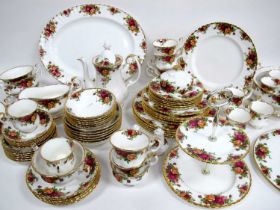 A Royal Albert 'Old Country Roses' Porcelain Part Tea and Dinner Service, comprising: tureen (no