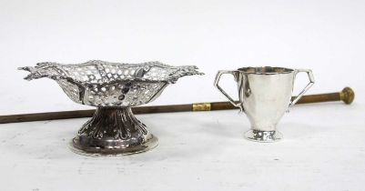 A Hallmarked Silver Sweet Dish, on pedestal base, pierced with flowers, London 1920, 5cm high, a