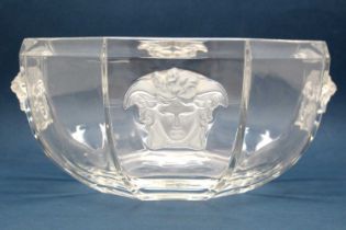 A Rosenthal for Versace Glass Bowl, of octagonal form, moulded with four frosted Versace emblem