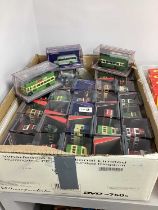 1:76 scale boxed omnibus buses various makers approx. thirty five, cased.