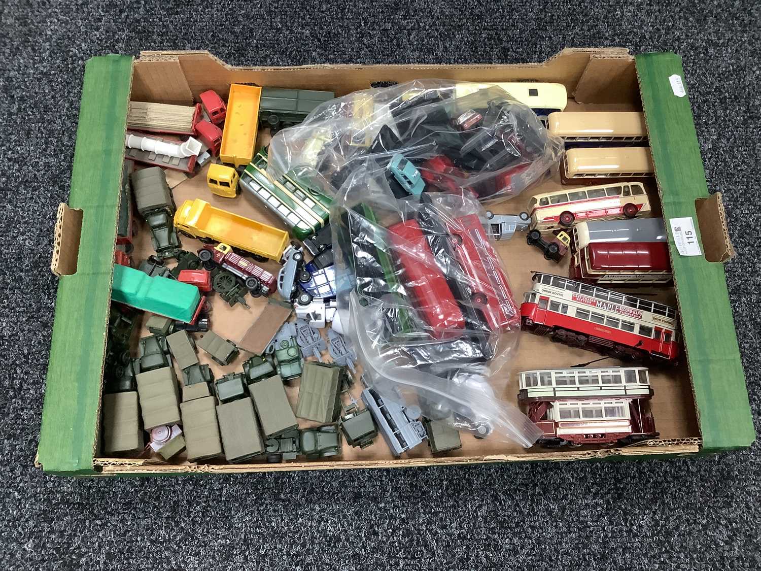 A quantity of predominantly 1:76th scale lineside diecast and plastic model vehicles, all loose.