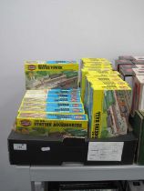 Twenty Two OO/HO Plastic Model Lineside Buildings and Accessories Kits by Airfix, all unchecked,