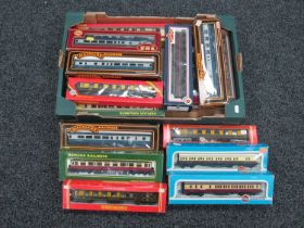 Seventeen OO Gauge Outline British Coaches by Hornby, Mainline, Airfix and other, boxed.