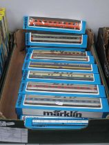 Fifteen HO Gauge Outline Continental Coaches by Marklin, Assorted Liveries, Boxed.