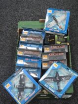 Sixteen Boxed Plastic Miltary Model Aircraft and Armoured Vehicles by Easy Model.