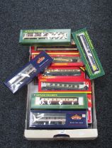 Eighteen OO Gauge Outline British Coaches by Hornby, Bachmann, Replica Railways and other, boxed.