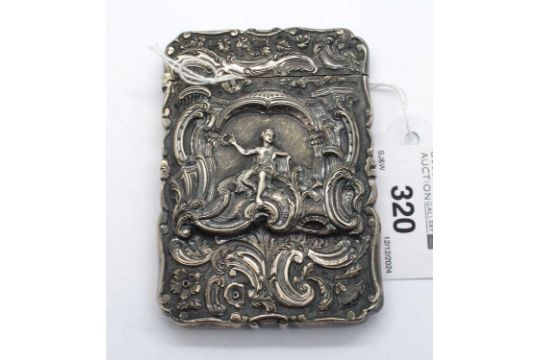 A Victorian Hallmarked Silver Highly Decorative Card Case, N.M, Birmingham 1846, of shaped