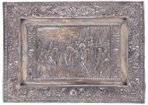 19TH-CENTURY SILVER-PLATED PICTORIAL PLAQUE