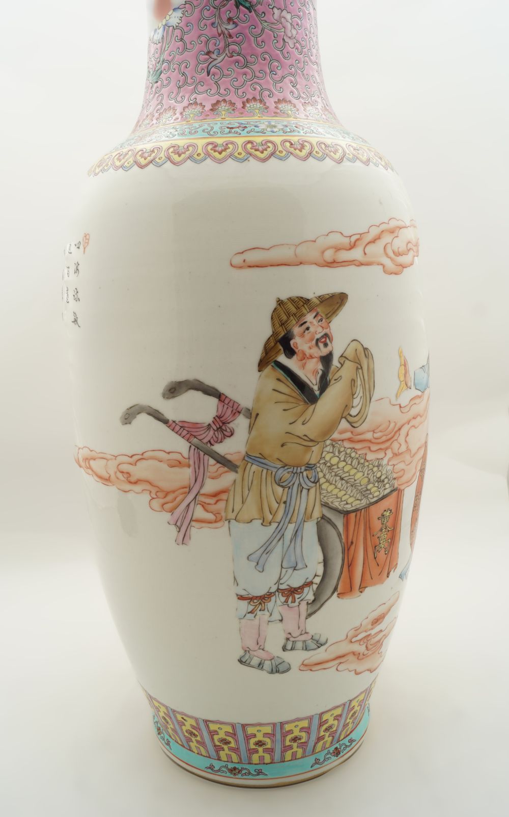 PAIR LARGE CHINESE FAMILLE ROSE VASES - Image 8 of 9