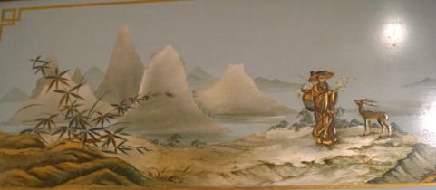 LARGE CHINESE PAINTED PANEL