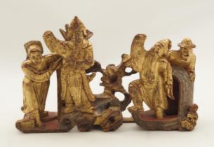 CHINESE QING CARVED GILTWOOD GROUP